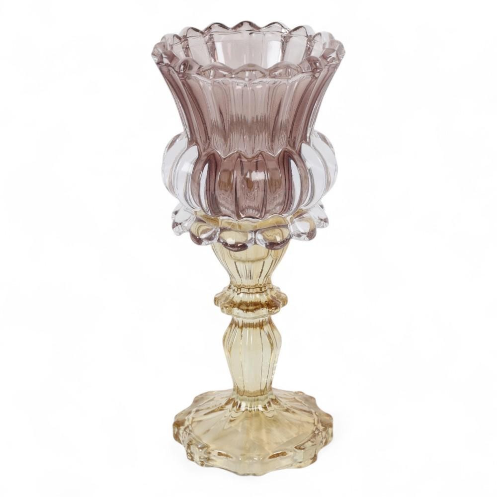 PORTACANDELA VETRO ANNEMARIE LILLA H.18.5